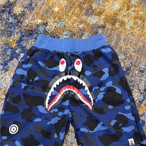 Bape Blue Camouflage Shark Shorts fits smaller